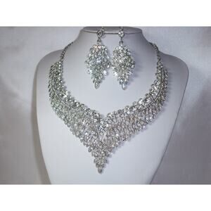 necklace set, rhinestone necklace set, bridal necklace, wedding prom necklace